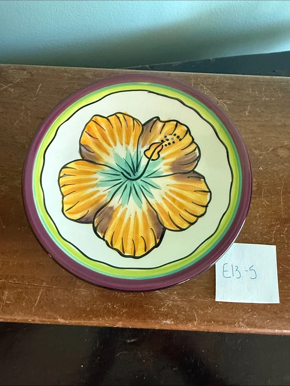 Hibiscus Pattern Appetizer Plate by Clay Art